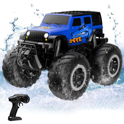 STEMTRON Amphibious Remote Control Car 1:16 All Terrain Monster Truck | Waterproof Off-Road RC Car Pool Toys Remote Control Boat Gifts for Kids Boys - color: Blue Suv, size: 1:16 Scale