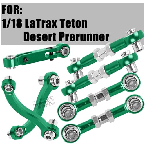 RC Aluminum Metal Turnbuckle Camber Links Toe Links with Rod Ends Steering Linkage Set Upgrade Parts for 1/18 LaTrax Teton,Desert Prerunner.Green(Replace 7636) - color: Green(7pcs)