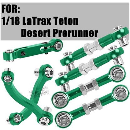 RC Aluminum Metal Turnbuckle Camber Links Toe Links with Rod Ends Steering Linkage Set Upgrade Parts for 1/18 LaTrax Teton,Desert Prerunner.Green(Replace 7636) - color: Green(7pcs)