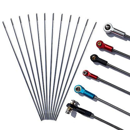 M3 9.84Inch Pushrod Connector 304 Stainless Steel Rod Linkage DIY Parts for RC Model Airplane Helicopter Boat Car 12Pcs - size: M3x9.84"
