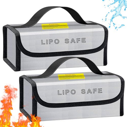 2PCS 230x80x100mm Lipo Battery Safe Bag Fireproof Charging Bag for RC Lipo Battery Pack Storage Charging Transport, Home Office Travel Lipo Safe Storage Pouch - size: 230x80x100mm (2 pcs)