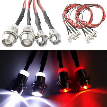 8 LED Light Set LED Headlight for 1:10 Scale RC Car,4 White Headlights & 4 Red Taillight Kit
