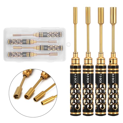 INJORA 4PCS RC Hex Nut Driver Set 4/5.5/7/8mm Socket Driver RC Tool Kit