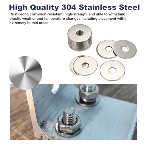ZQZ 116Pcs 1/4" x 1" Flat Washers, 304 Stainless Steel Fender Washers, Standard Stainless Steel Washers for Screws - size: S-1/4" x 1"-116 Pieces