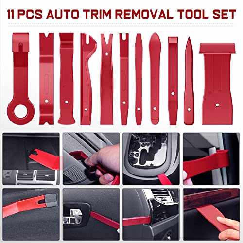 Nilight 238Pcs Trim Removal Tool, Auto Push Pin Bumper Retainer Clip Set | Fastener Terminal Remover Tool Adhesive Cable Clips Kit Car Panel Radio Removal Auto Clip Pliers - color: 238 Clips+ Remover Tools Red
