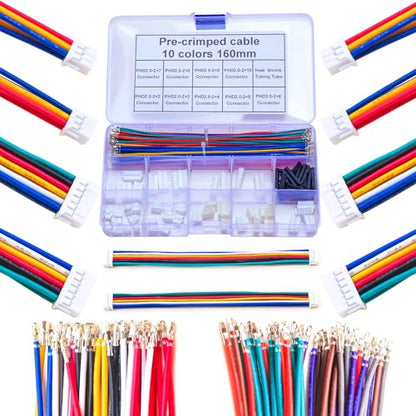 JST Connector Kit 2.0mm Pitch JST-PHD 2.0 Female Connector with Premium 22AWG Pre-Crimped Cables,Dual Row Without Lock PH 2.0mm 2 * 2/3/4/5/6/7/8/9/10 Pin Female Housing (PHD-MM-Kit) - size: JST-2.0MM-PHD Dual Row
