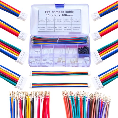 JST Connector Kit 2.0mm Pitch JST-PHD 2.0 Female Connector with Premium 22AWG Pre-Crimped Cables,Dual Row Without Lock PH 2.0mm 2 * 2/3/4/5/6/7/8/9/10 Pin Female Housing (PHD-MM-Kit) - size: JST-2.0MM-PHD Dual Row