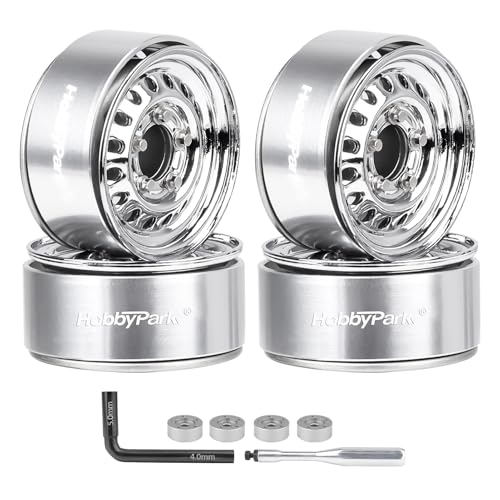 HobbyPark 1.0 Beadlock Wheels Negative Offset Stamped Steel Beadlock 1.0" Wheels 1.0 Beadlocks with Wheel Nut Wrench for 1/18 1/24 RC Crawler TRX4M 1/24 SCX24 FCX24 Upgrades Parts