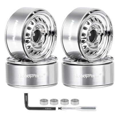HobbyPark 1.0 Beadlock Wheels Negative Offset Stamped Steel Beadlock 1.0" Wheels 1.0 Beadlocks with Wheel Nut Wrench for 1/18 1/24 RC Crawler TRX4M 1/24 SCX24 FCX24 Upgrades Parts