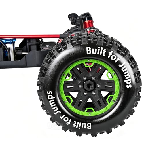 RC Wheels and Tires Set(4PCS) for 1/8 1/10 Monster Truck Tires,Traxx as/Arrm a 6S/Summi t/E Rveo/T-Maxx RC Off-Road etc,17mm Hex Tire and Wheels/Plastic Rims,Green and Black - color: Green and Black- (Wheels Tires)