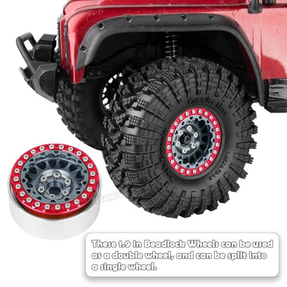 RC 1.9 Dually Beadlock Wheels Rims w/Adjustable Offset for 1/10 TRX4 TRX6 SCX10 SCX10 II 90046 SCX10 III AXI03007 SCX10 Pro Gen7/8 D90 VS4-10 MST CFX RC Crawler Car,4Pcs Alloy Rim,Titanium - color: Titanium - (Wheels Rims)
