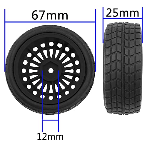 OD2.75'' Nylon 12mm Hex Hub Wheel Rims & Rubber Tires Compatible with HSP Tamiya HPI Traxxas 1/10 1/12 On-Road Car,WLtoys 144001 A959 124018 LaTrax RC Buggy (Black) - color: Black
