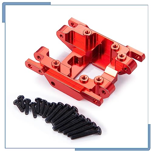 RC Skid Plate RC Transmission Mount Center Gearbox Base for TRX4M Upgrades 1/18 Scale RC Crawler Car, Red - color: Red