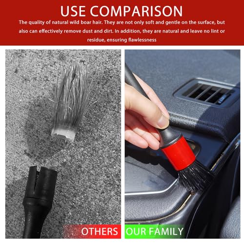 5PCS Car Detailing Brush Set, Car Cleaning Kit, Soft Boars Hair Auto Interior Cleaning Detail Brushes, Automotive Interior Exterior No Scratch Dust Clean Tool Universal for Most Vehicles