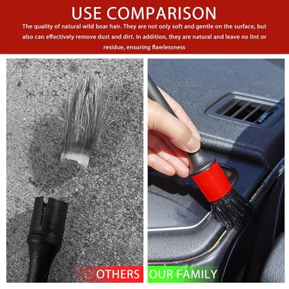 5PCS Car Detailing Brush Set, Car Cleaning Kit, Soft Boars Hair Auto Interior Cleaning Detail Brushes, Automotive Interior Exterior No Scratch Dust Clean Tool Universal for Most Vehicles