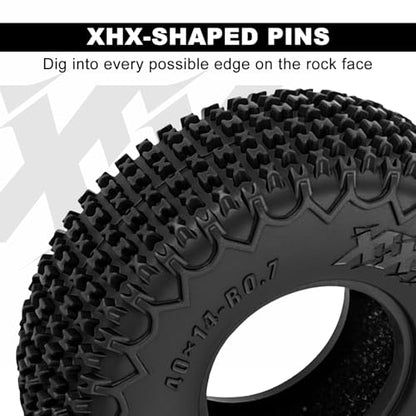 INJORA 0.7" XHX Pin Tires 40 * 14mm for Axial SCX30 Upgrade, T7021