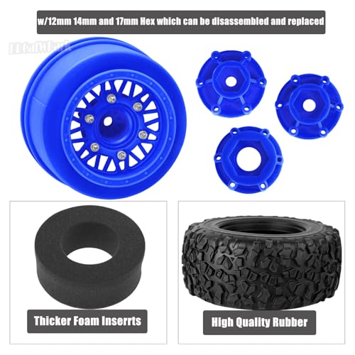12mm/14mm/17mm Hex RC Truck Tires for Slash 2WD 4×4,Arrm a Senton,Axia1,Rc 4wd,Red cat,RC Short Course Truck Wheels and Tires,Navy Blue - color: Navy Blue - (12mm/14mm/17mm Hex)