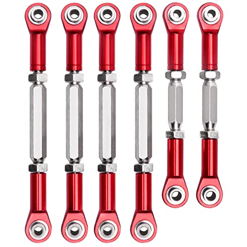 Hobbypark Steel Turnbuckles and Aluminum Camber Links Rod Ends Toe Links Set Linkage for Arrma 1/8 Typhon Mega 4x4 Option Parts (6PCS) (Red) - color: Red