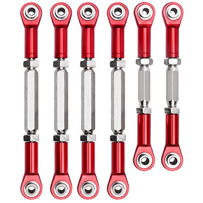 Hobbypark Steel Turnbuckles and Aluminum Camber Links Rod Ends Toe Links Set Linkage for Arrma 1/8 Typhon Mega 4x4 Option Parts (6PCS) (Red) - color: Red