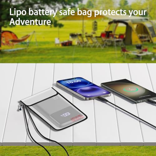 5"x8" Fireproof Lipo Safe Bag with Fireproof Zipper Fireproof Edge wrapping Fireproof wire,Home Office Travel Safe Storage for Cash Valuables Passport Power bank Lipo Battery(13 * 20cm Silver) - size: 13*20cm Silver