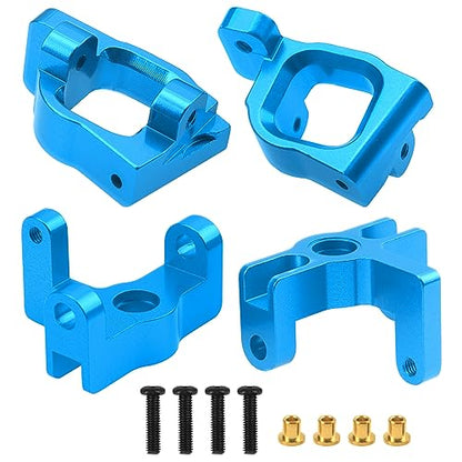 ShareGoo Aluminum Front Rear Swing Arm & Steering Knuckle Kit & Shock Absorbers Compatible with WLtoys 144010 144001 144002 1/14 RC Car (Blue) - color: Blue