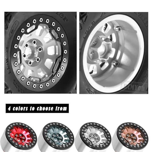 Rc 2.2 Inch Wheel Rims & Tires Wheels for 1/10 SCX10 SCX10 II 90046 SCX10 III AXI03007 TRX4 TRX6 D90 VS4-10 Gen8 MST CFX,RC Crawler Car 4pcs Aluminum RC 2.2 Beadlock Wheel,Silver - color: Silver - Scx10