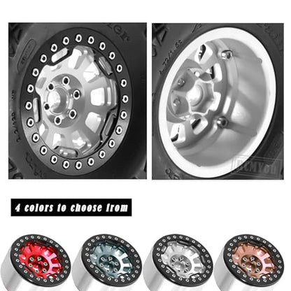 Rc 2.2 Inch Wheel Rims & Tires Wheels for 1/10 SCX10 SCX10 II 90046 SCX10 III AXI03007 TRX4 TRX6 D90 VS4-10 Gen8 MST CFX,RC Crawler Car 4pcs Aluminum RC 2.2 Beadlock Wheel,Silver - color: Silver - Scx10
