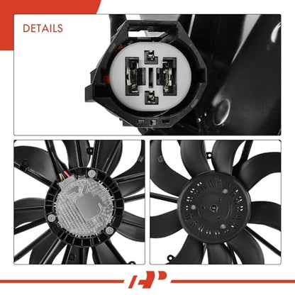 A-Premium Engine Radiator Cooling Fan Assembly with Brushless Motor | Compatible with Select Jaguar Models - XF 2010-2015, XJ 2010-2019, XFR 2010-2015, XFR-S 2013-2015, XJR, XJR575, XKR, XKR-S