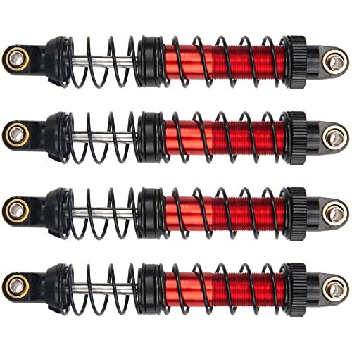 4Pcs Vgoohobby Metal Shocks Absorber Adjustable Dampers Compatible with Axial SCX10 Traxxas TRX4 D90 90046 Redcat Gen7 1/10 RC Crawler Car (Red,90mm)