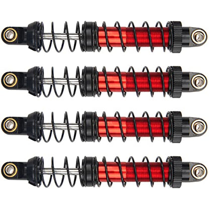 4Pcs Vgoohobby Metal Shocks Absorber Adjustable Dampers Compatible with Axial SCX10 Traxxas TRX4 D90 90046 Redcat Gen7 1/10 RC Crawler Car (Red,90mm)