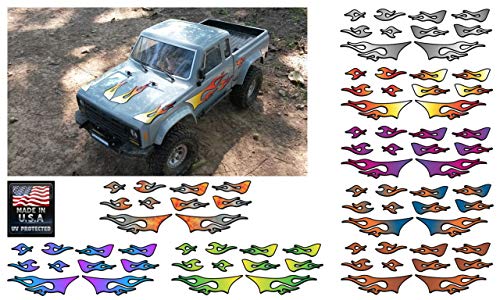 RC car Truck - Tribal Flames - 10pc Body Decal kit - Universal for Arrma Losi HPI Axial Traxxas Redcat Tekno 1/10 1/8 Scale Rock Crawler Stickers (White Hot Fire) - color: White Hot Fire