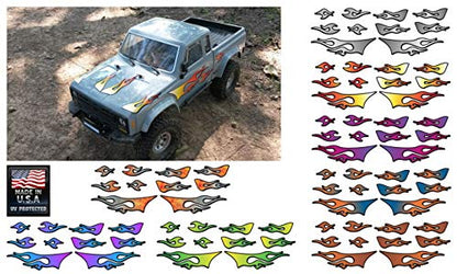 RC car Truck - Tribal Flames - 10pc Body Decal kit - Universal for Arrma Losi HPI Axial Traxxas Redcat Tekno 1/10 1/8 Scale Rock Crawler Stickers (White Hot Fire) - color: White Hot Fire