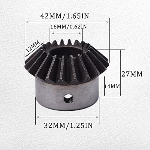 2Pcs Bevel Gear Tapered Bevel Pinion Gear Bevel Gears 2 Module 20 Teeth for Hardware Mechanical Rotation (20T 16mm Hole) - size: 20T 16mm Hole