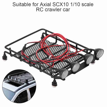 RC Car Roof Rack, LED Lights Durability Iron Axial Scx10 1/10 Rc Crawler Car (4 White)