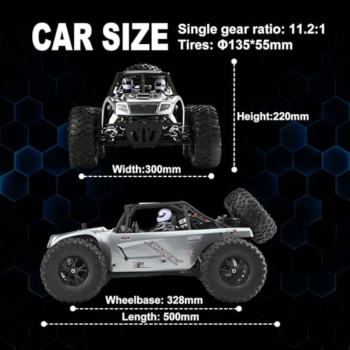 Octane 1/10 Scale 4WD Brushless High-Speed RC Cars for Adults, 55+ KM/H RTR Remote Control Car, Off-Road Electric Sand Buggy for Desert/Rock Crawling - Ready to Run