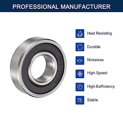 R8-2RS Deep Groove Ball Bearings, ID 1/2" x OD 1-1/8" x Width 5/16" Double Rubber Sealed Ball Bearing Pre-Lubricated Chrome Steel Z2 Lever 10pcs - size: R8-2RS 1/2"x1-1/8"x5/16"