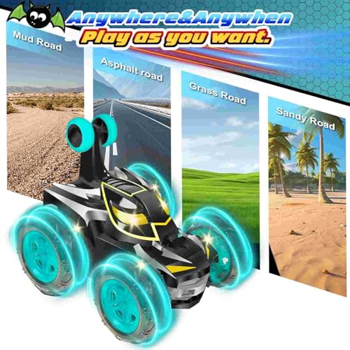 Kids Toys Bat RC Car for Boys 4-7 - Cool Bat Monster Remote Control Crawler Toy 360° Flip Fast Stunt & 4WD Light Up Wheel - Fun Boy Gift Idea for Birthday Chirstmas Stuff Age 3 4 5 6 7 8 - color: Bat
