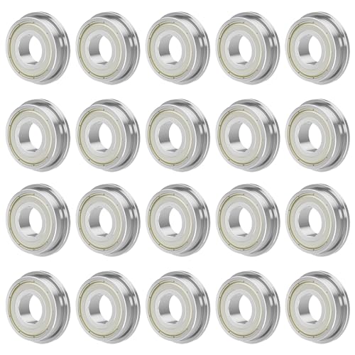 20PCS F693ZZ Flange Ball Bearing, 3x8x4mm, Miniature | Double Metal Shielded Flanged Bearing Chrome Steel ABEC-1(P0) Z2 Deep Groove Ball Bearing for Industrial Machine, Power Tools - size: F693ZZ Size3×8×4mm