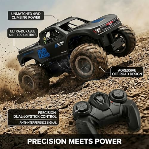 Amphibious Remote Control Car Monster Truck - 4WD Waterproof 1:16 Large All Terrain Off Road Vehicle RC Drift Cars Beach Pool Toys Gifts for Boys Kids 8-12 - color: Blue