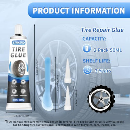 Tire Repair Glue Kit for Car, 3.53 Oz Tire Repair Adhesive | Waterproof & Heat-Resistant - Black Sidewall Rubber Cement for Car, Ideal for Tires Surface Cracks and Detachment