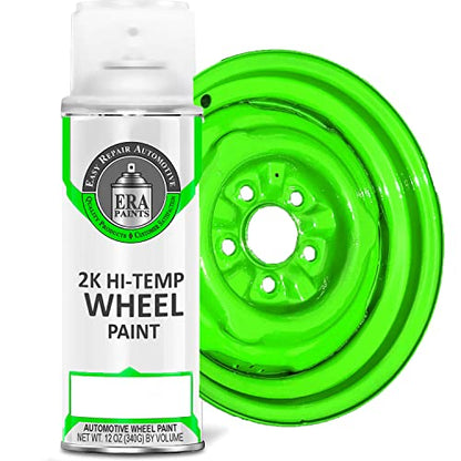 ERA Paints Green Wheel Paint With Omni-Curing Catalyst Technology - 2K Aerosol Glossy Finish With High Temp Resistance And Extreme Durability Against Color Fade And Chemicals Like Brake Fluid - color: Green 2K Spray Paint Only