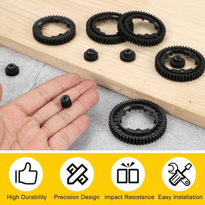 MECCANIXITY 48P Hardened Steel Pinion Gear, 17T 3.175mm Shaft Metal Motor Gear with Hex Key for RC Brushless Brush Motor Model Car Replace(Black) - size: 17T