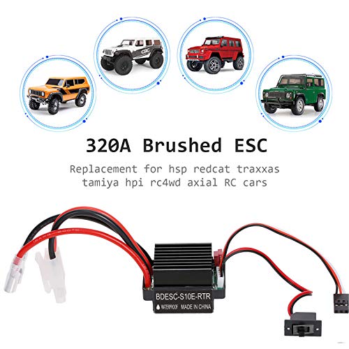 GoolRC 320A ESC Brushed Forward Reverse Electric Speed Controller with Brake Waterproof Support 2-3S Battery Replacement for HSP Redcat Traxxas Tamiya RC Car Boat