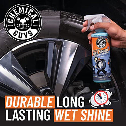 Chemical Guys, Tire Kicker Extra Glossy Tire Shine for Rubber & Trim, 16 oz | Sprayable dressing revives a deep wet look on tires, trim and bumpers, dries to the touch with no greasy sling - size: 16 Fl Oz, style: 2 Pack