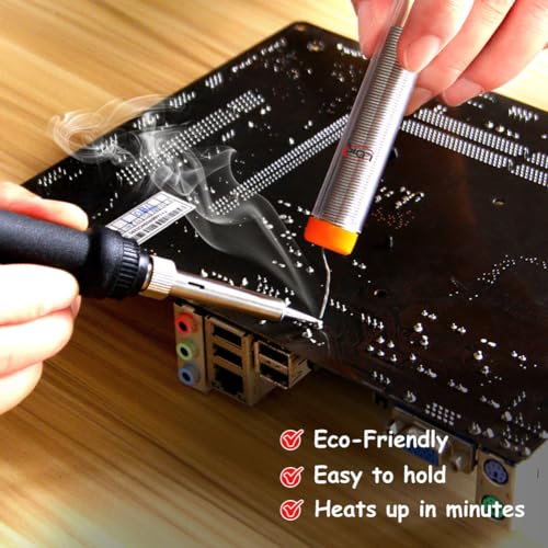 LDK Soldering Iron Kit Electric 60W 110V Adjustable Temperature Soldering Gun Welding Tools, 5pcs Replacement Tips and Solder Wire (Basic) - color: 60w Basic