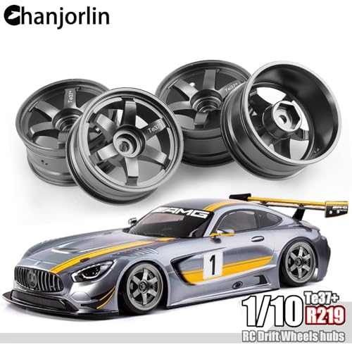1/10 RC On Road Drift Wheels Rims Hex 12mm Alloy Aluminum Rally Racing Hubs for 1:10 Scale Touring Street Car Tires Tyres Tamiya TT01 TT02 A959 PTG2 HPI KYOSHO HSP XV02 XV01 4PCS (Titanium) - color: Titanium