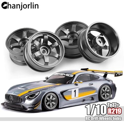 1/10 RC On Road Drift Wheels Rims Hex 12mm Alloy Aluminum Rally Racing Hubs for 1:10 Scale Touring Street Car Tires Tyres Tamiya TT01 TT02 A959 PTG2 HPI KYOSHO HSP XV02 XV01 4PCS (Titanium) - color: Titanium