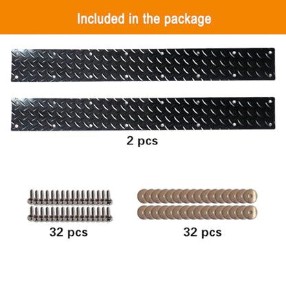 2 Pack Rubber Screw Down Non Slip Stair Treads 31.5"x4",Weatherproof Anti-Slip Step Grips for Outdoor Wooden Steps Porch Yard Walkway, Dogs and People Walk Safely for Rain Snow Ice.