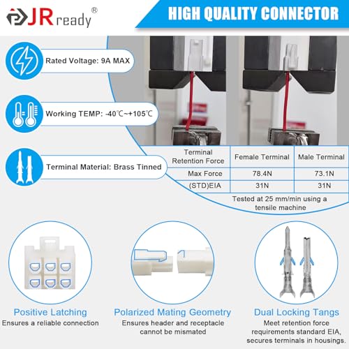 JRready Mini-Fit Jr 6Pin 8Pin Power Connector Molex Connectors 5557 Series Receptacle Housing Plug Crimp Terminals 18-24AWG Connectors Compatible with Molex Mini-Fit Jr. 4.2mm Pitch ST6518 - size: 6-8 Pin Standard Molex Mini-Fit