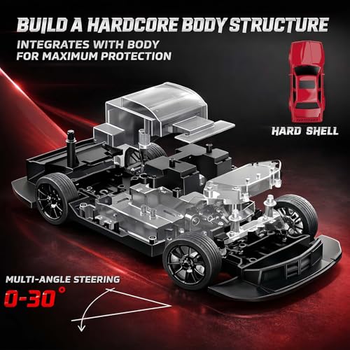 RC Drift Car 2.4GHz 1:16 Scale 4WD 30KM/H High Speed Remote Control Cars Vehicle with LED Lights Drifting Tires Racing Sport Toy Cars for Adults Boys Girls Kids Gift - color: Red